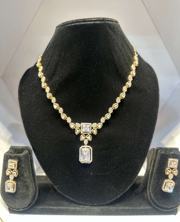 Rose Gold Polish American Diamond Neckset