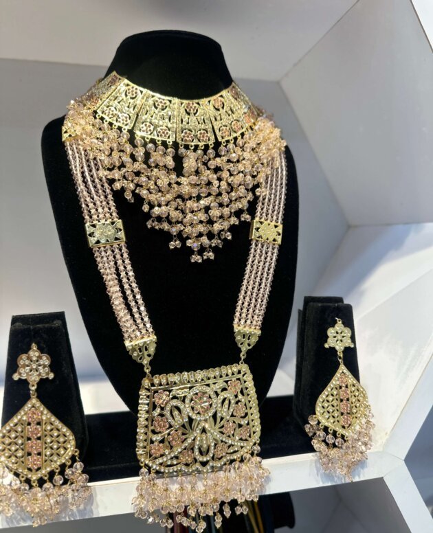 Silver Polish American Diamond Semi-Bridal Set